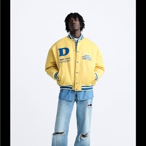 Zara Patch Yellow Bomber Jacket- SZ S